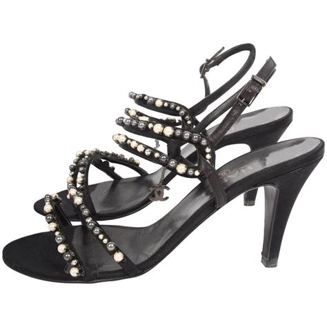 chanel black velvet sandals|chanel heeled sandals.